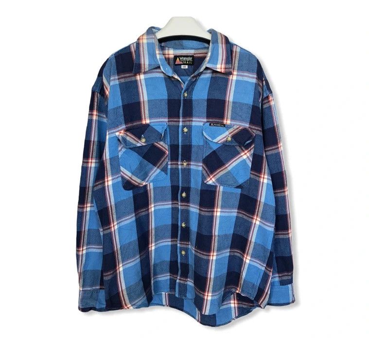image of Cowboy Equipment x Flannel Vintage Wrangler Plaid Tartan Flannel Shirt, Men's (Size Large)