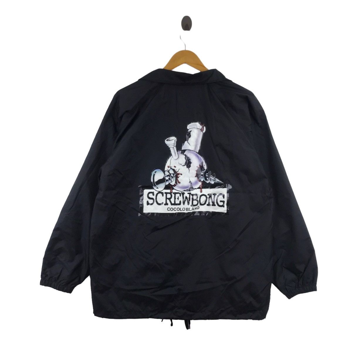 Vintage SCREWBONG COCOLOBLAND Black Windbreaker Coach Jacket Varsity Size US M / EU 48-50 / 2 - 1 Thumbnail