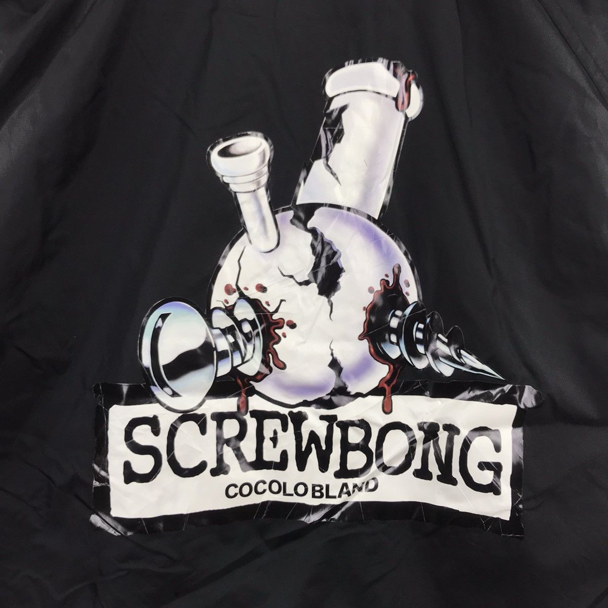 Vintage SCREWBONG COCOLOBLAND Black Windbreaker Coach Jacket Varsity Size US M / EU 48-50 / 2 - 2 Thumbnail
