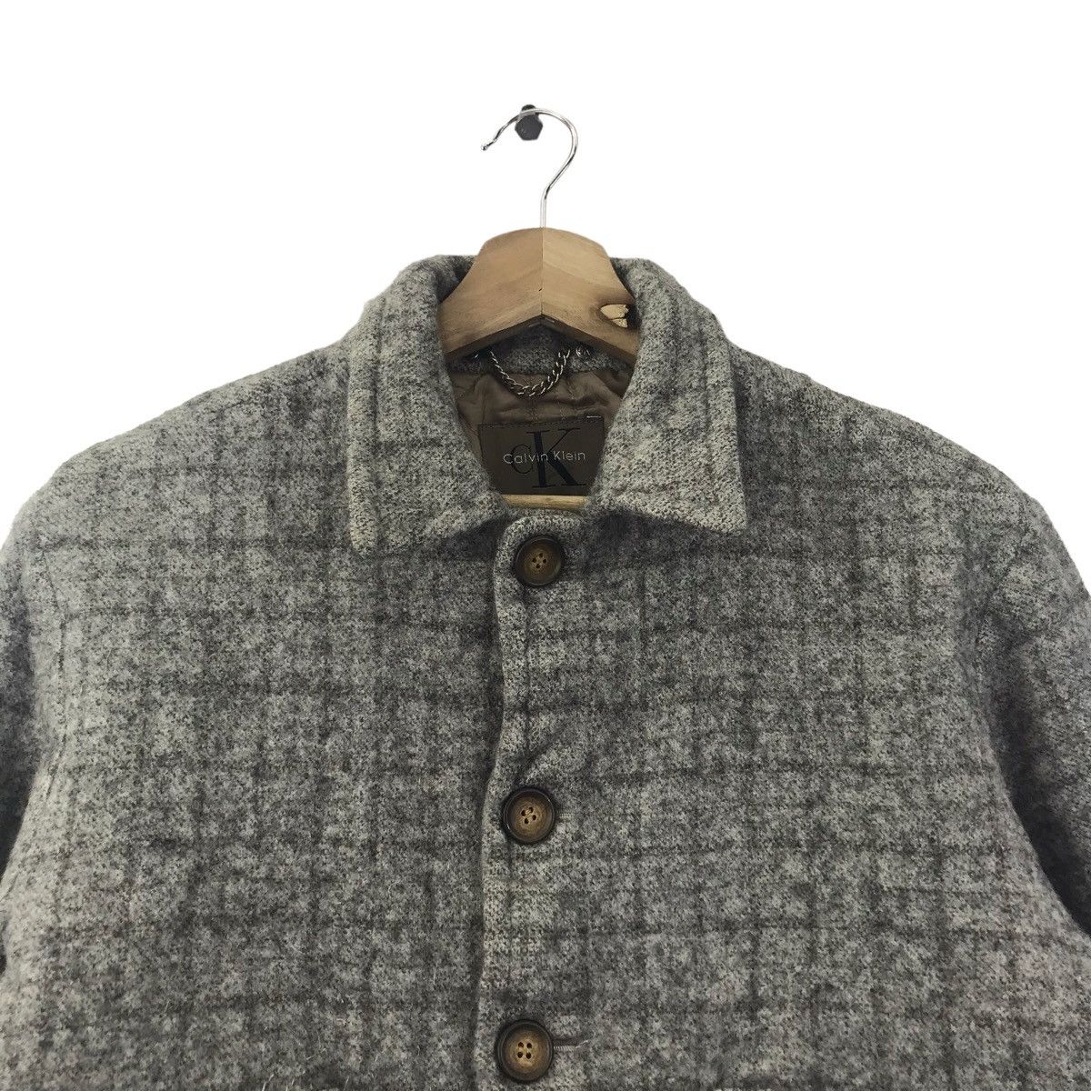 Calvin Klein Vintage 90s CALVIN KLEIN CK Grey Check Button Up Coat Size US S / EU 44-46 / 1 - 2 Thumbnail