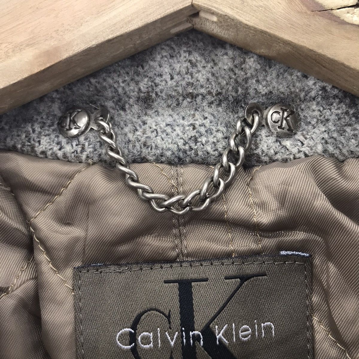 Calvin Klein Vintage 90s CALVIN KLEIN CK Grey Check Button Up Coat Size US S / EU 44-46 / 1 - 7 Thumbnail