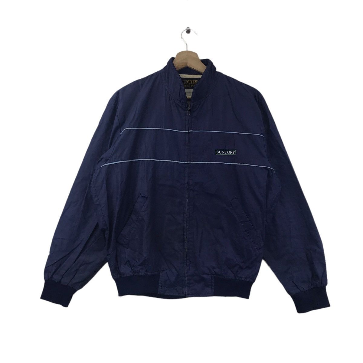 Vintage SUNTORY ORIGINAL WEAR Embroidered Logo Blue Bomber Jacket Size US L / EU 52-54 / 3 - 1 Thumbnail