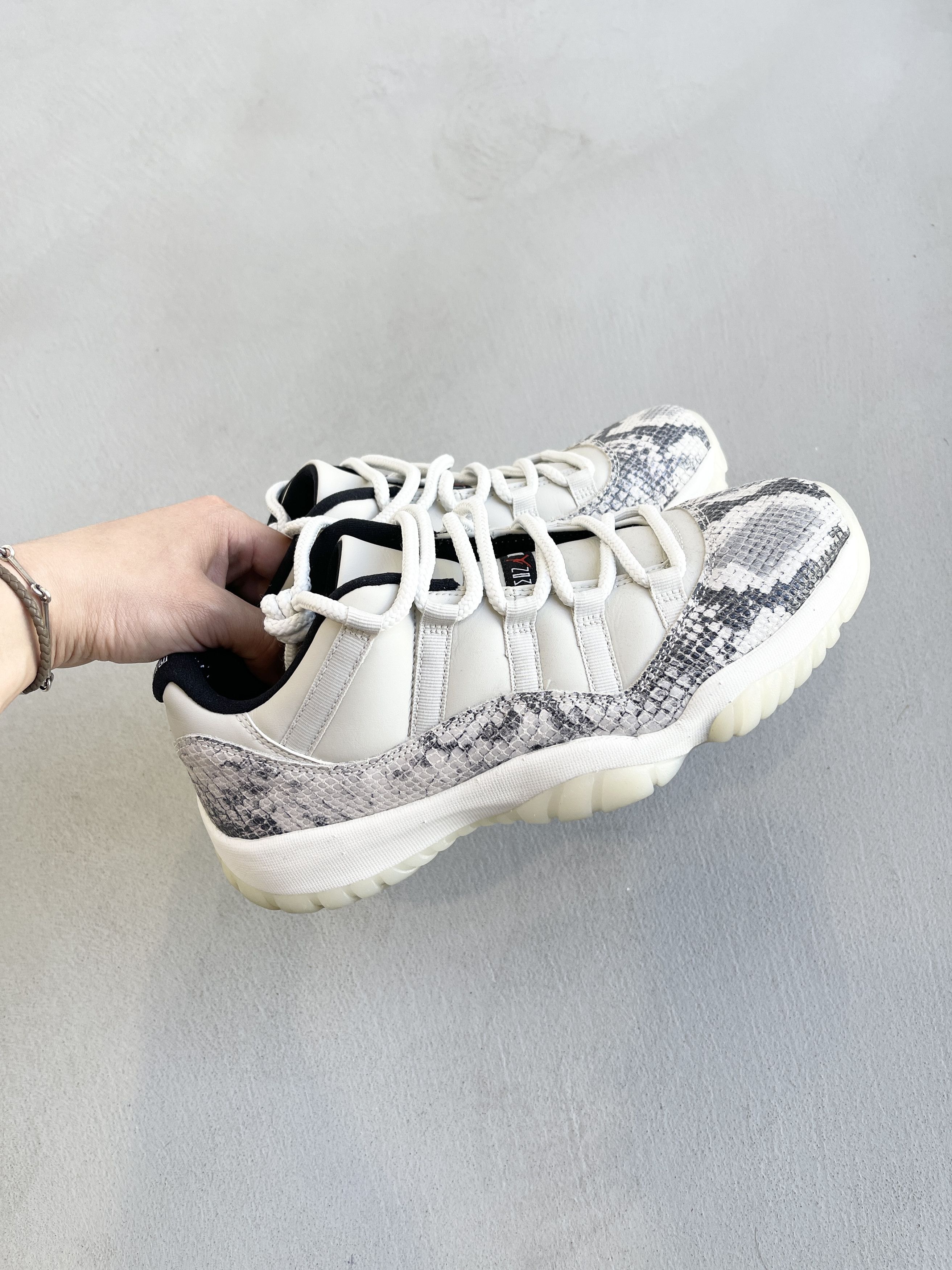 image of Jordan Nike Air Jordan 11 Retro Low Snake Light Bone 2019 Shoes in Light Bone/Smoke Grey/White