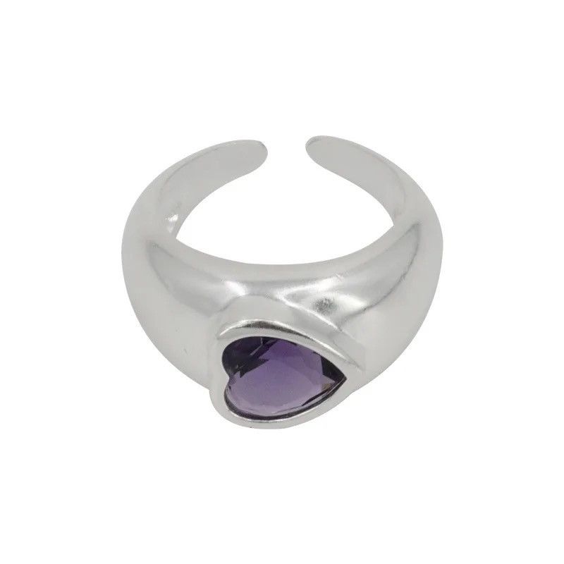 Jewelry × Vintage Elegant Vintage Sparkling Purple Zircon Love Heart Size ONE SIZE - 5 Thumbnail