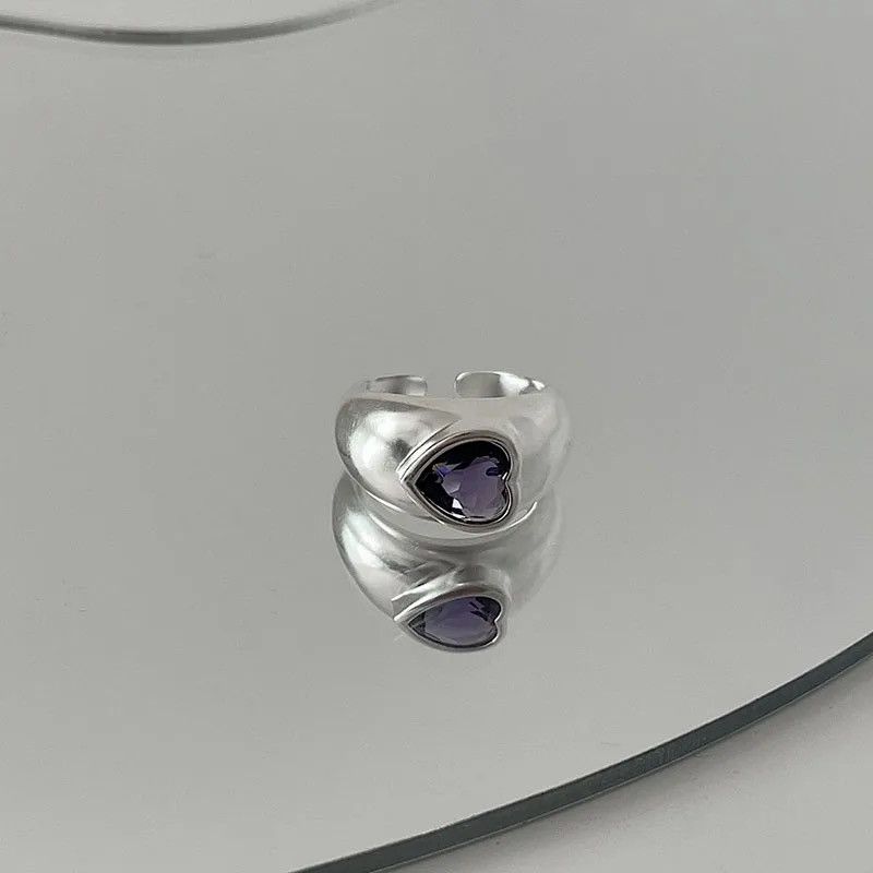 Jewelry × Vintage Elegant Vintage Sparkling Purple Zircon Love Heart Size ONE SIZE - 3 Thumbnail