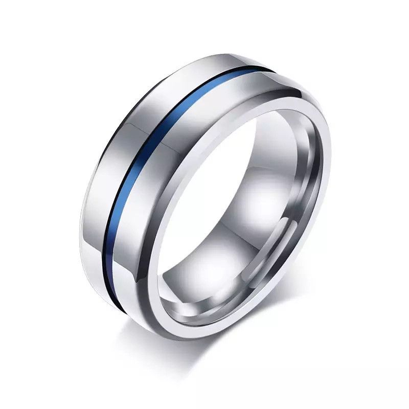 Japanese Brand × Jewelry × Vintage 8mm Stainless Steel Thin Rainbow Line Ring Size ONE SIZE - 4 Thumbnail