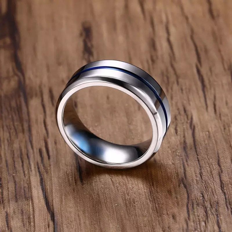 Japanese Brand × Jewelry × Vintage 8mm Stainless Steel Thin Rainbow Line Ring Size ONE SIZE - 2 Thumbnail