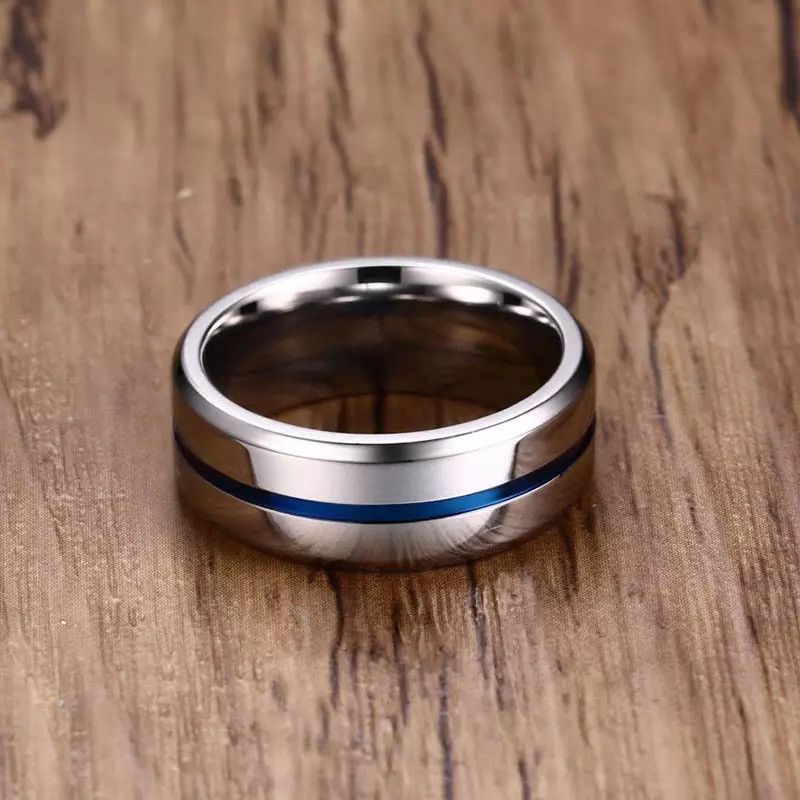 Japanese Brand × Jewelry × Vintage 8mm Stainless Steel Thin Rainbow Line Ring Size ONE SIZE - 1 Thumbnail