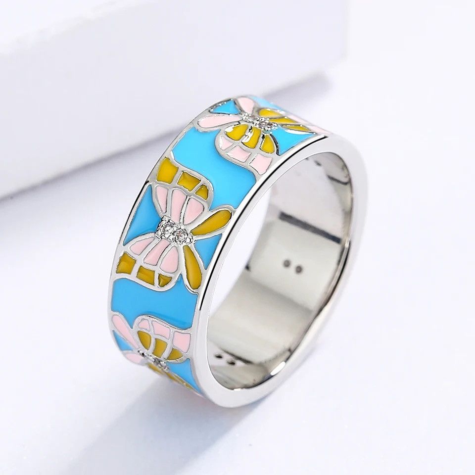 Japanese Brand × Jewelry × Vintage Creative Handmade Butterfly Enamel Craft Ring Size ONE SIZE - 1 Thumbnail
