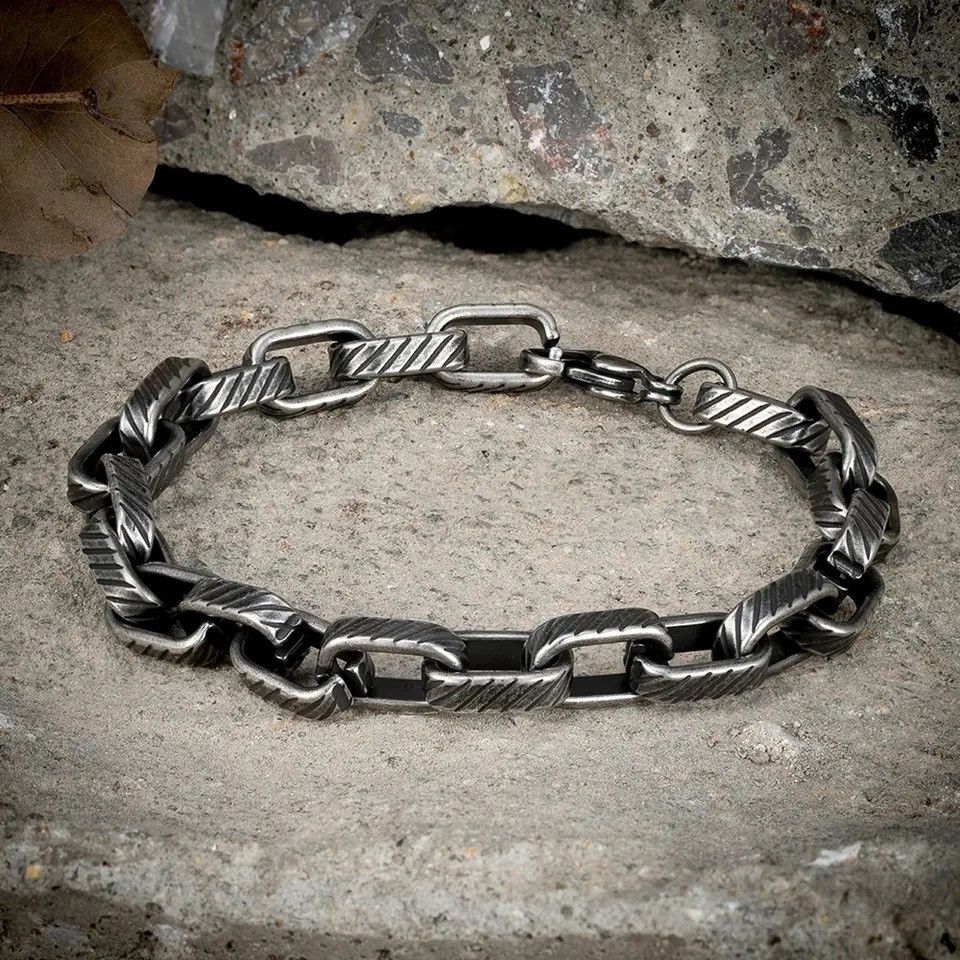 Jewelry Cuban Link Chain Wrist Bangle Bracelet Size ONE SIZE - 2 Thumbnail
