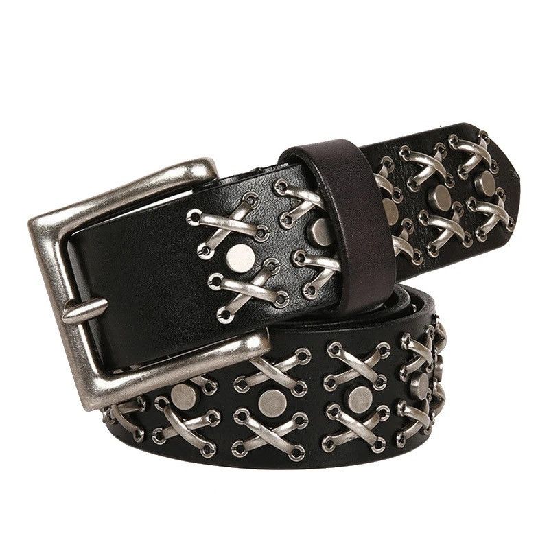 Other Leather Buckle Rivets Biker Belt Size ONE SIZE - 2 Thumbnail