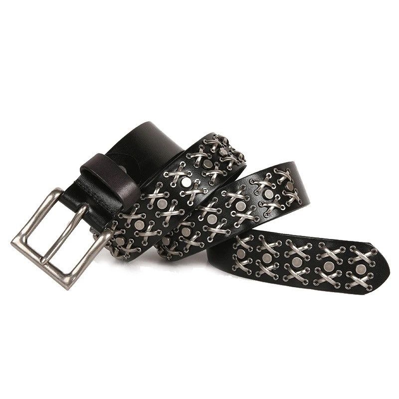 Other Leather Buckle Rivets Biker Belt Size ONE SIZE - 1 Thumbnail