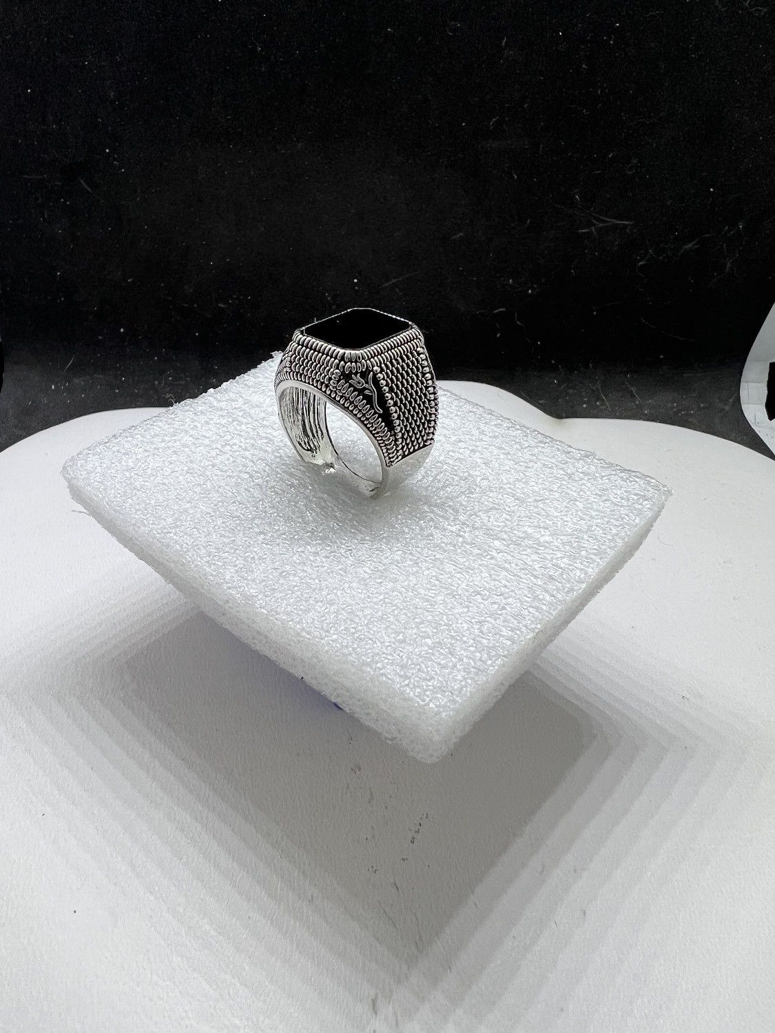 Jewelry Black CZ Tibetan Silver Ring - Size 7.75 Size ONE SIZE - 2 Thumbnail
