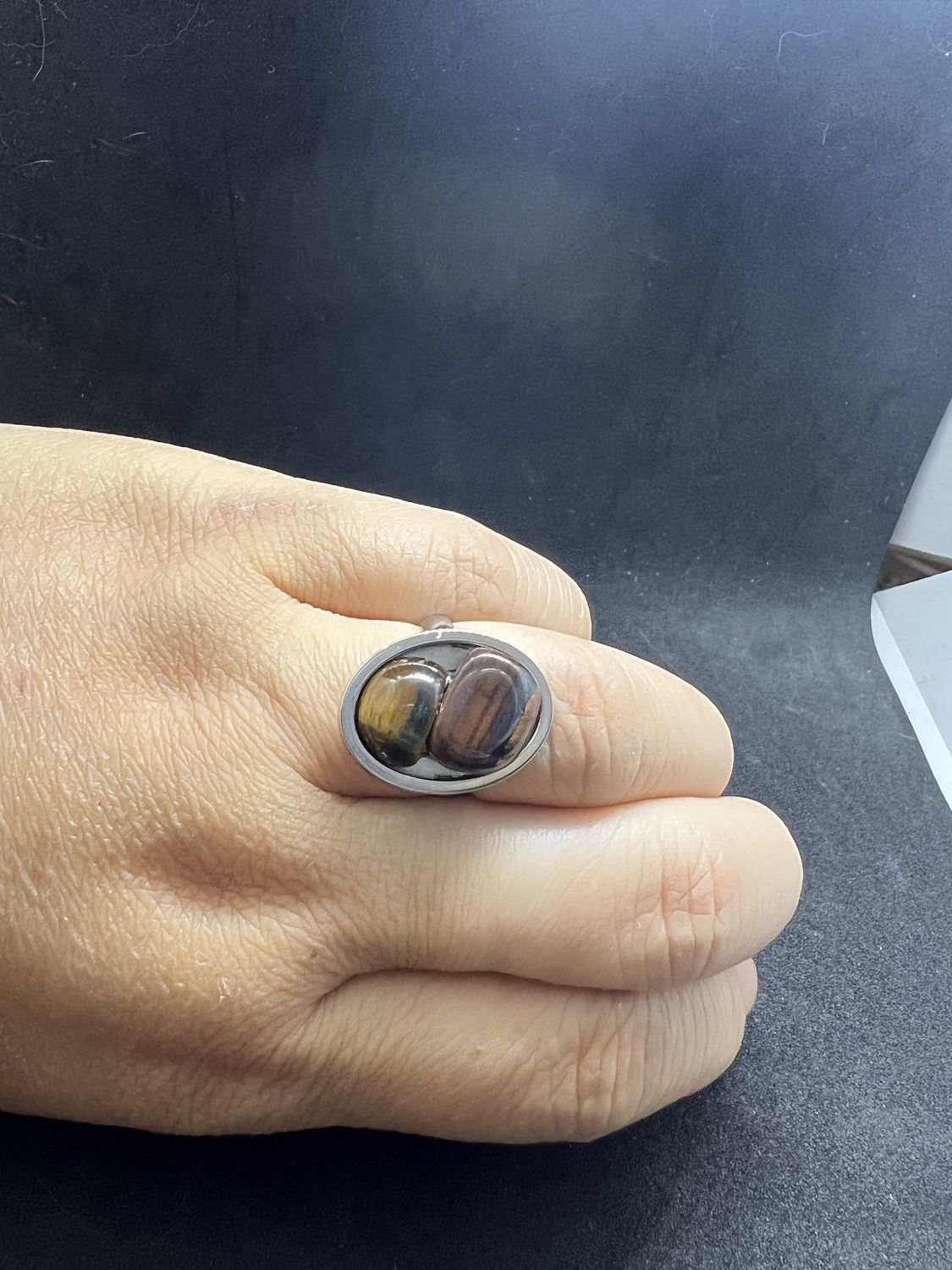 Handmade Tiger eye stainless steel ring - size 7.5 Size ONE SIZE - 3 Thumbnail