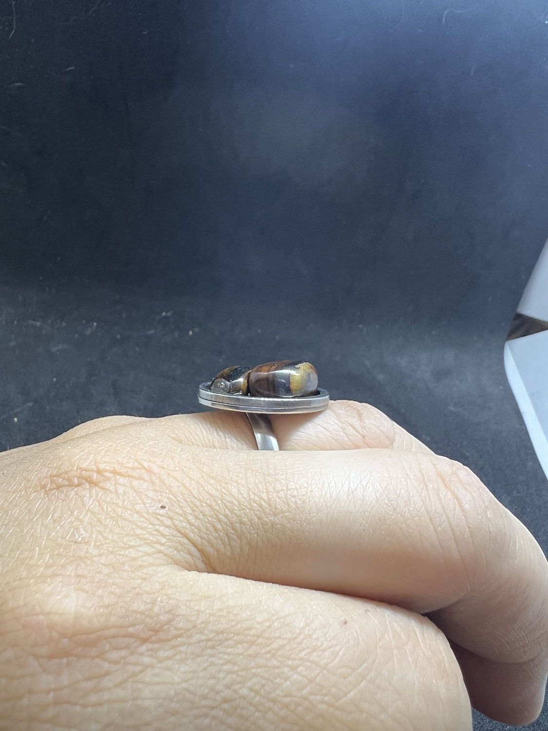 Handmade Tiger eye stainless steel ring - size 7.5 Size ONE SIZE - 4 Thumbnail