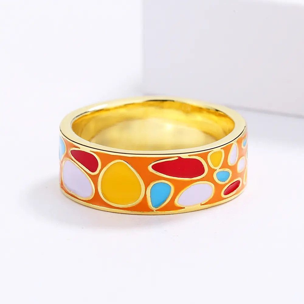 Japanese Brand × Jewelry × Vintage Creative Handmade Love Heart Epoxy Enamel Ring Size ONE SIZE - 2 Thumbnail