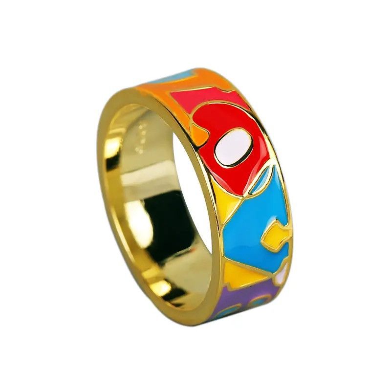 Japanese Brand × Jewelry × Vintage Creative Handmade Love Heart Epoxy Enamel Ring Size ONE SIZE - 3 Thumbnail