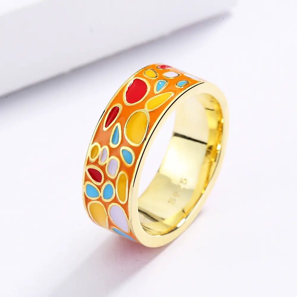 Japanese Brand × Jewelry × Vintage Creative Handmade Love Heart Epoxy Enamel Ring Size ONE SIZE - 1 Thumbnail