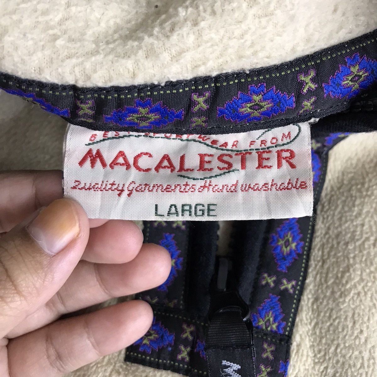 Vintage MACALESTER Native Navajo Aztec Fleece Half ZipperBeigeBomber Size US L / EU 52-54 / 3 - 4 Thumbnail