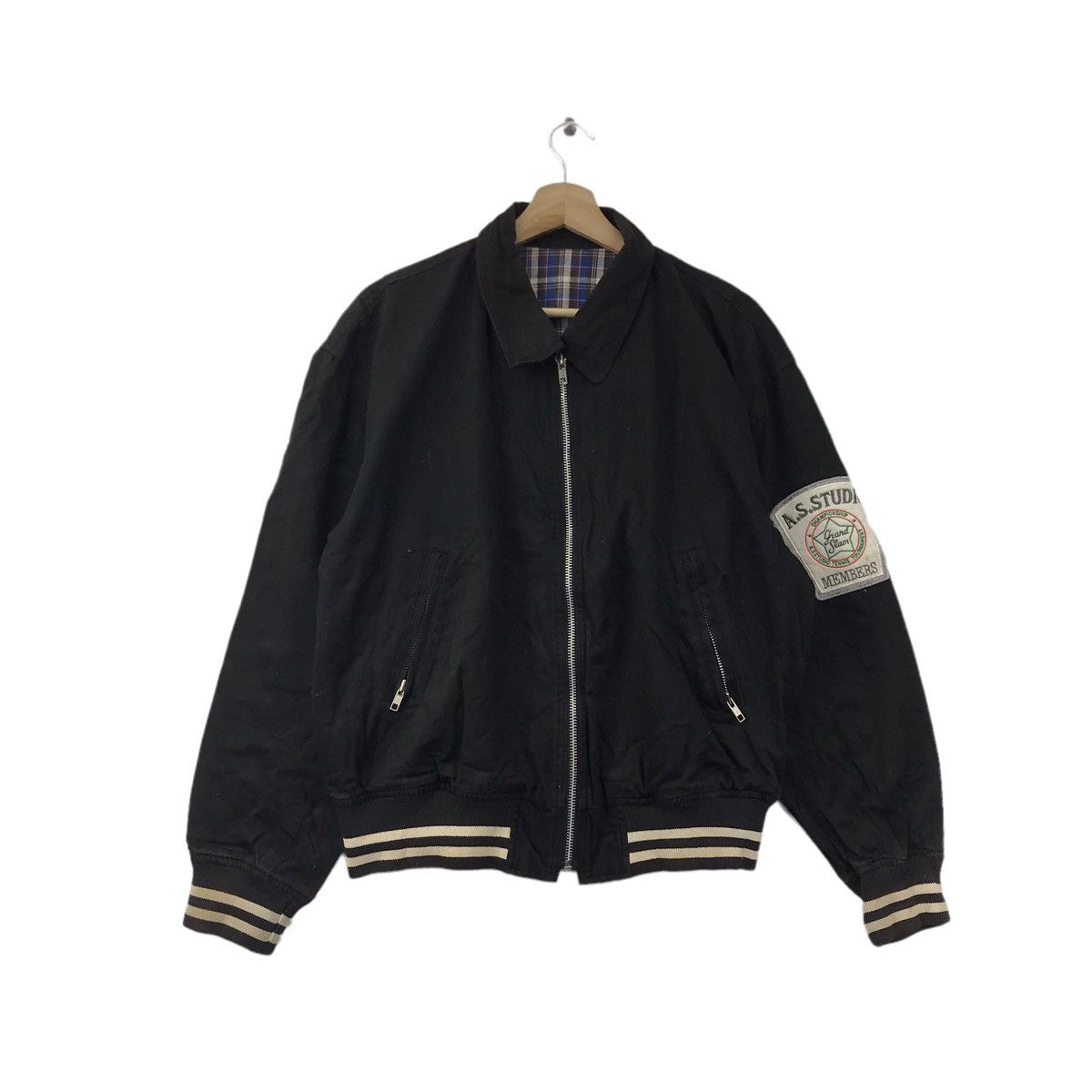Vintage A.S - STUDIO TENNIS Tournament Check Tartan Bomber Jacket Size US L / EU 52-54 / 3 - 3 Thumbnail