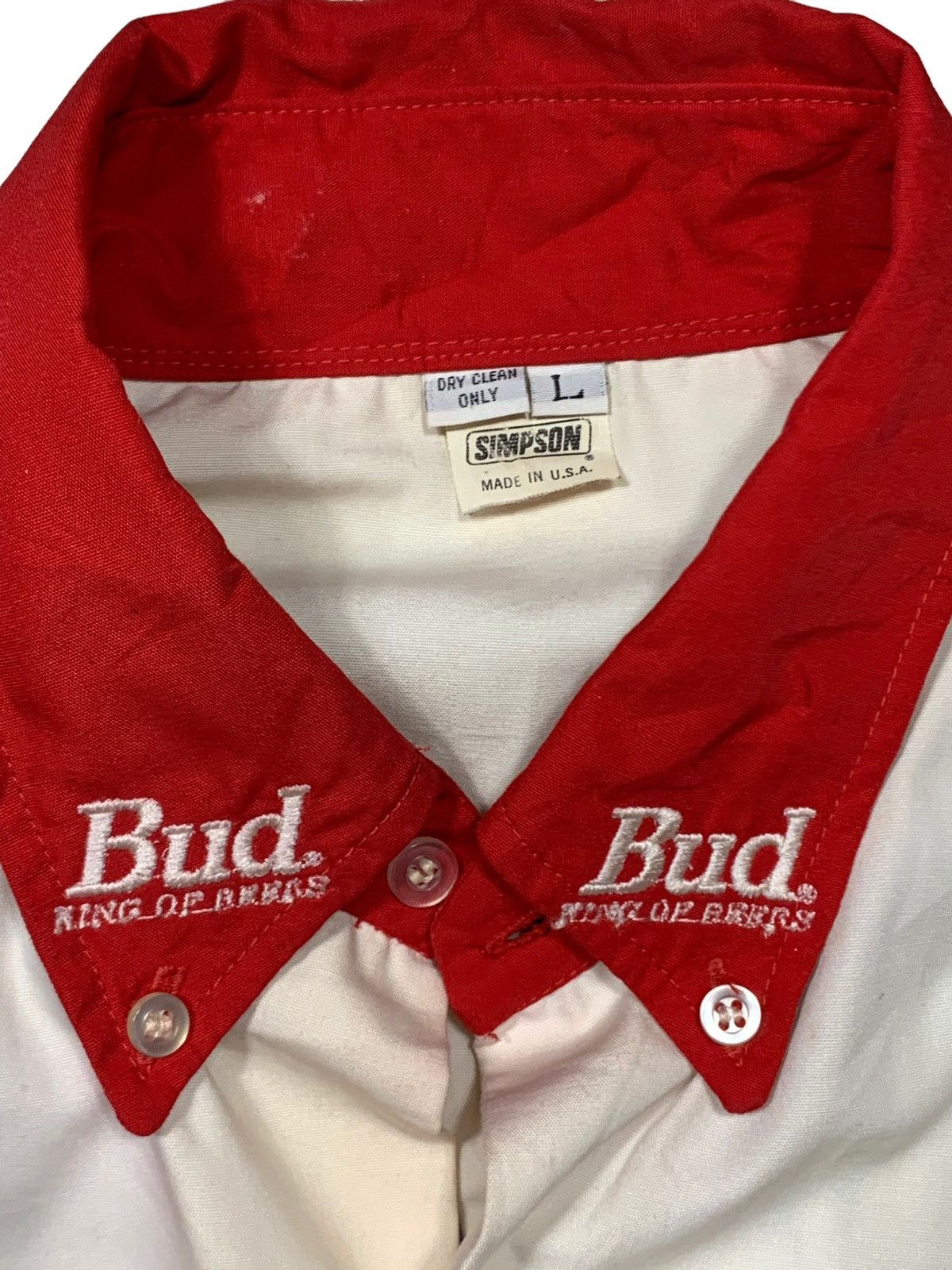 Budweiser × Vintage Rare Vintage 80s Budweiser IndyCar Simpson Crew Shirt Size US L / EU 52-54 / 3 - 5 Thumbnail