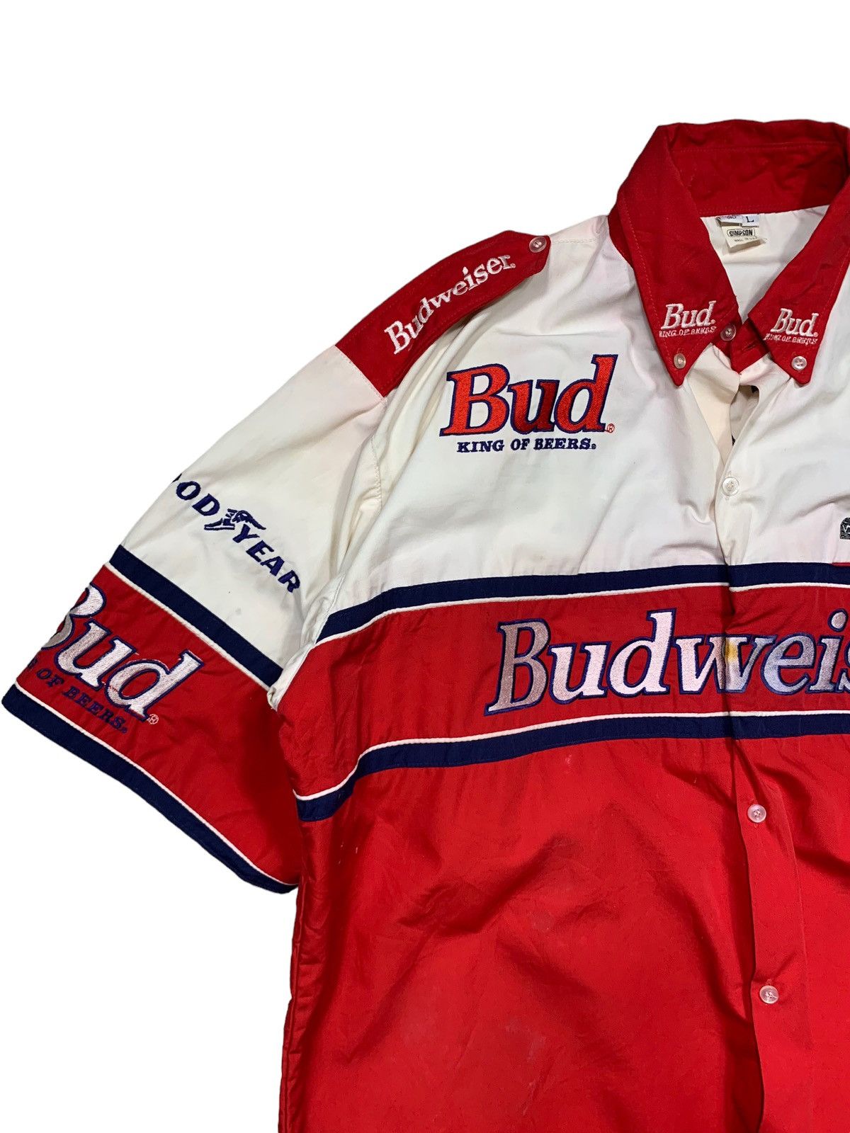 Budweiser × Vintage Rare Vintage 80s Budweiser IndyCar Simpson Crew Shirt Size US L / EU 52-54 / 3 - 4 Thumbnail