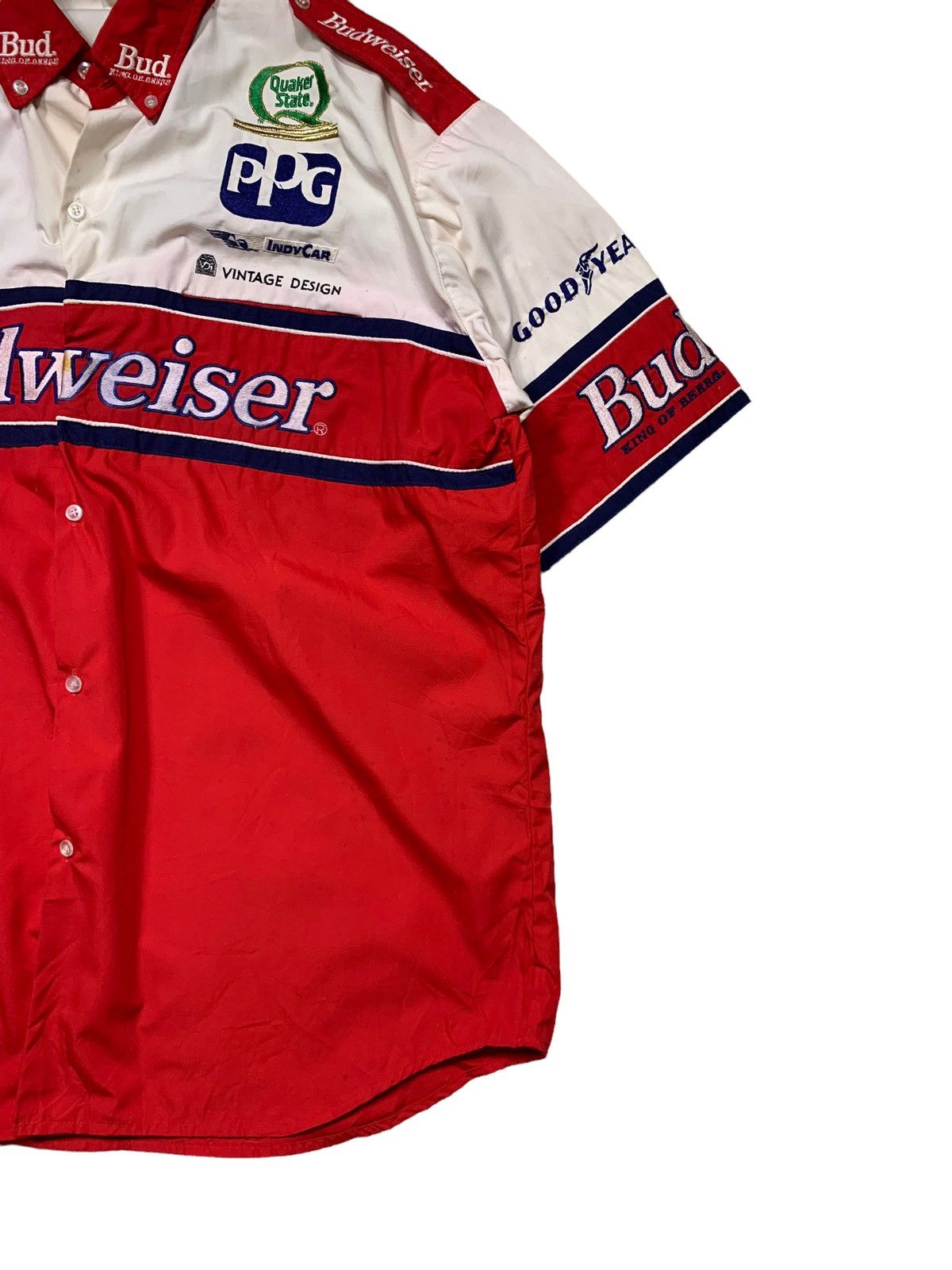 Budweiser × Vintage Rare Vintage 80s Budweiser IndyCar Simpson Crew Shirt Size US L / EU 52-54 / 3 - 3 Thumbnail