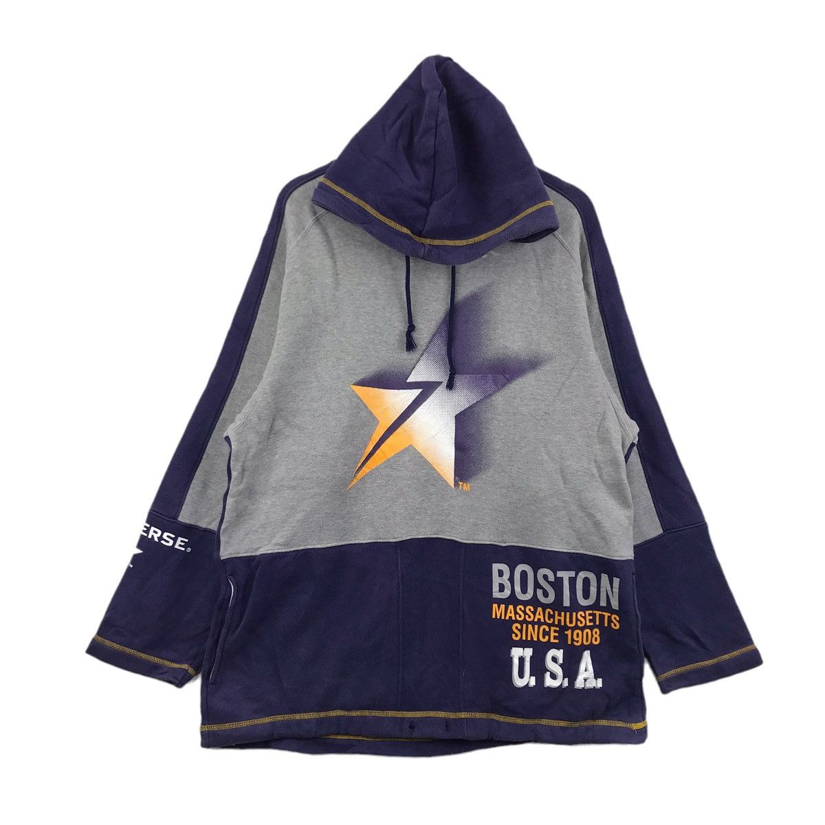 Converse Vintage Boston CONVERSE USA Grey Navy Oversize Hoodie Size US XS / EU 42 / 0 - 1 Thumbnail