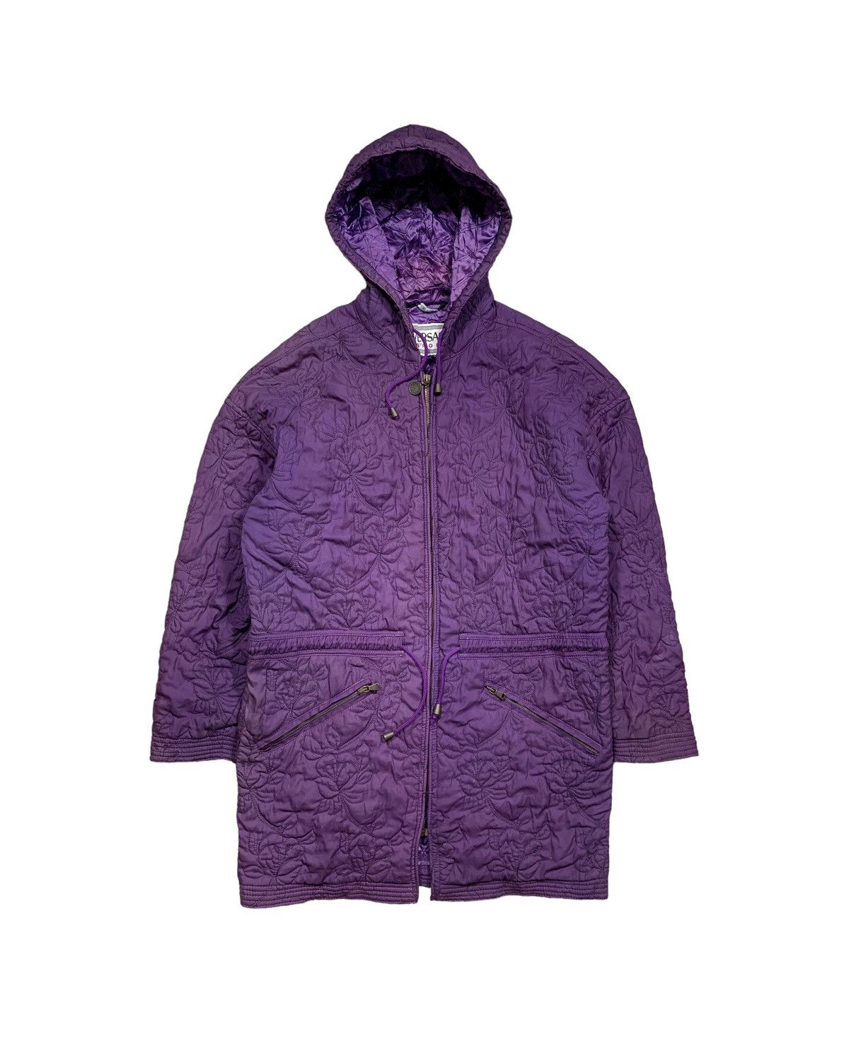 Versace Vintage Versace Quilted Long Jacket Parka Lampo Zip Size US M / EU 48-50 / 2 - 1 Thumbnail