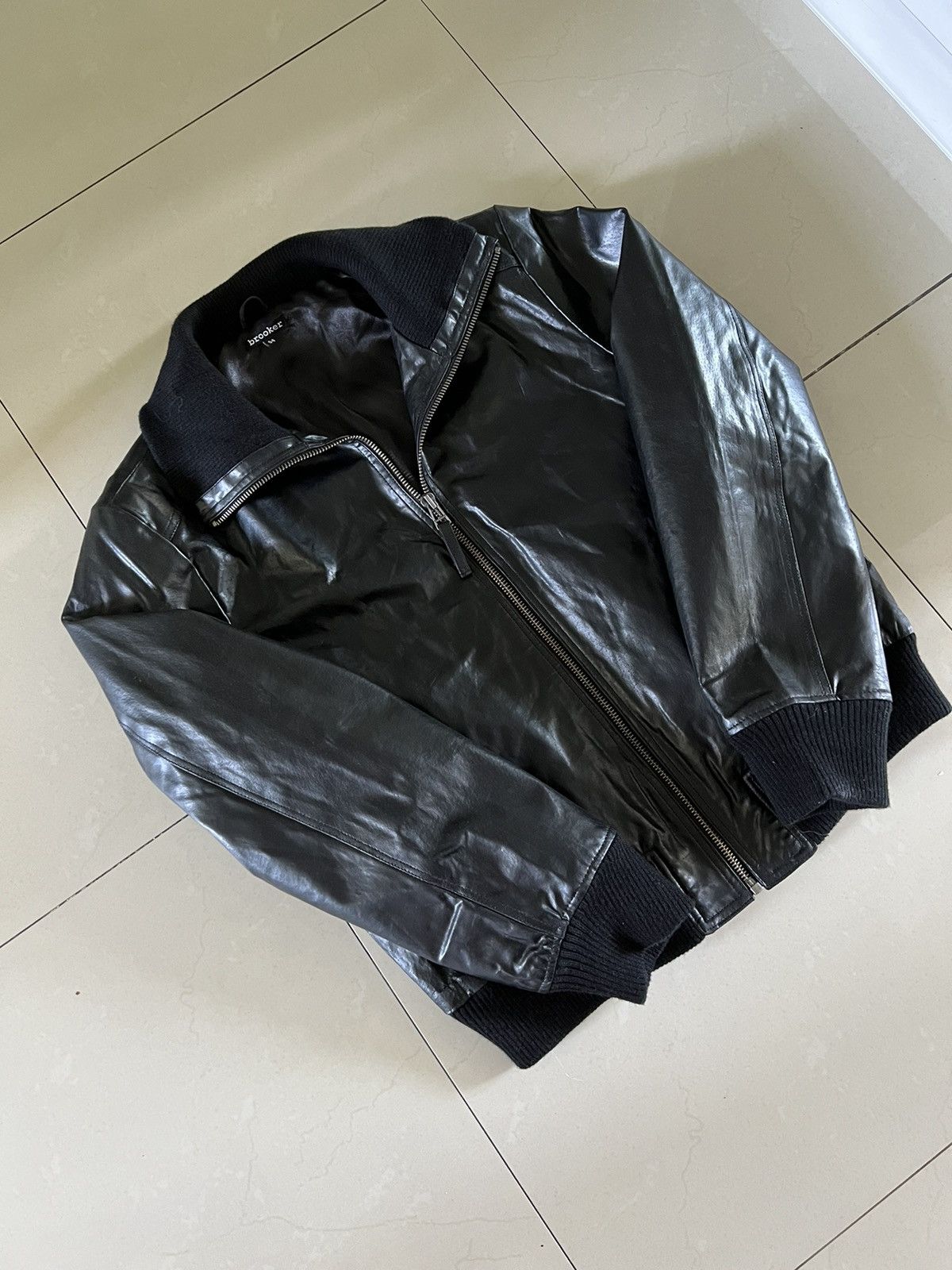 Vintage Vintage Bomber Leather Jacket 90s boxy black Size US L / EU 52-54 / 3 - 2 Thumbnail