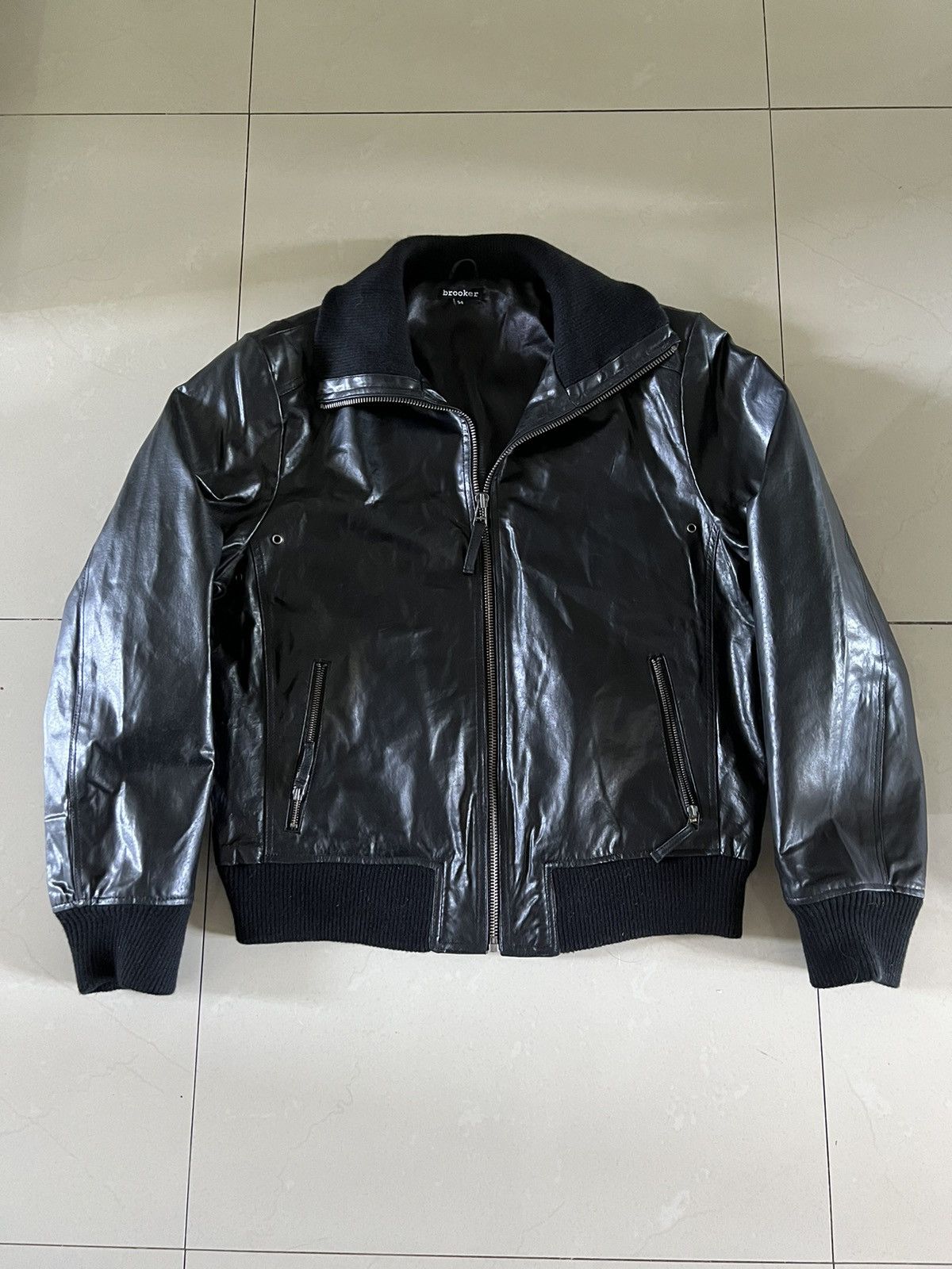Vintage Vintage Bomber Leather Jacket 90s boxy black Size US L / EU 52-54 / 3 - 3 Thumbnail