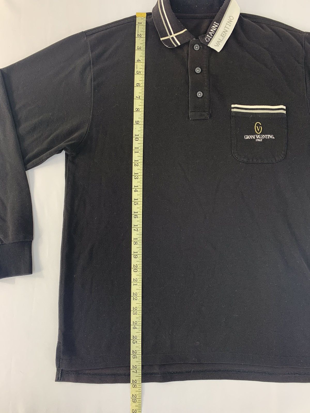 Gianni Valentino 90s Gianni Valentino Italy Single Pocket Longsleeve Polo Tee Size US M / EU 48-50 / 2 - 9 Thumbnail