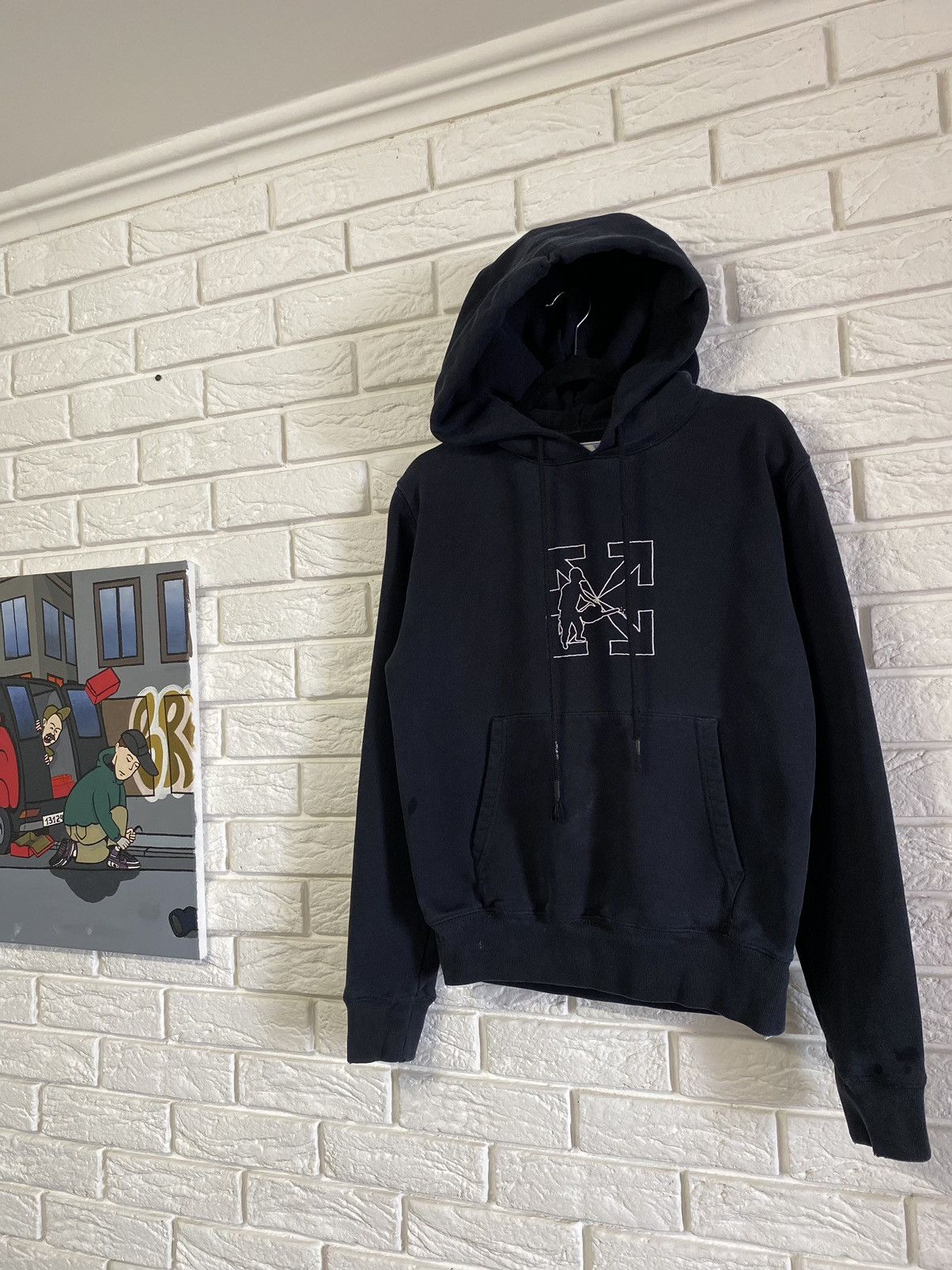 Off-White Off-White Off White Workers Logo Slim Hooded Sweat Black Size US S / EU 44-46 / 1 - 1 Thumbnail