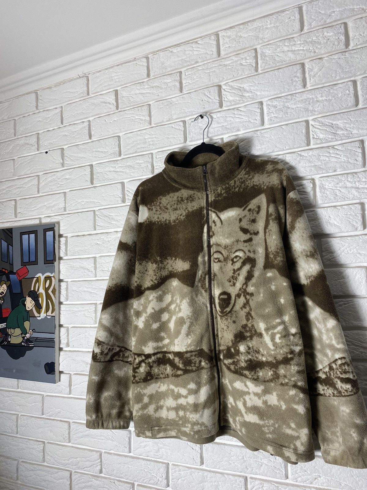 Vintage Vintage Wolf All Over Print Animal Printed Fleece Jacket L Size US L / EU 52-54 / 3 - 2 Thumbnail