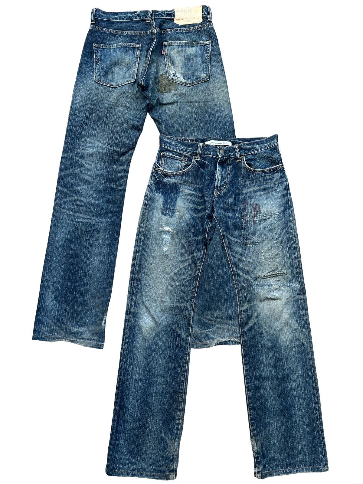 image of Vintage Edwin Xv Patch Work Jeans Distressed Jeans 32X33.5 in Blue, Men's