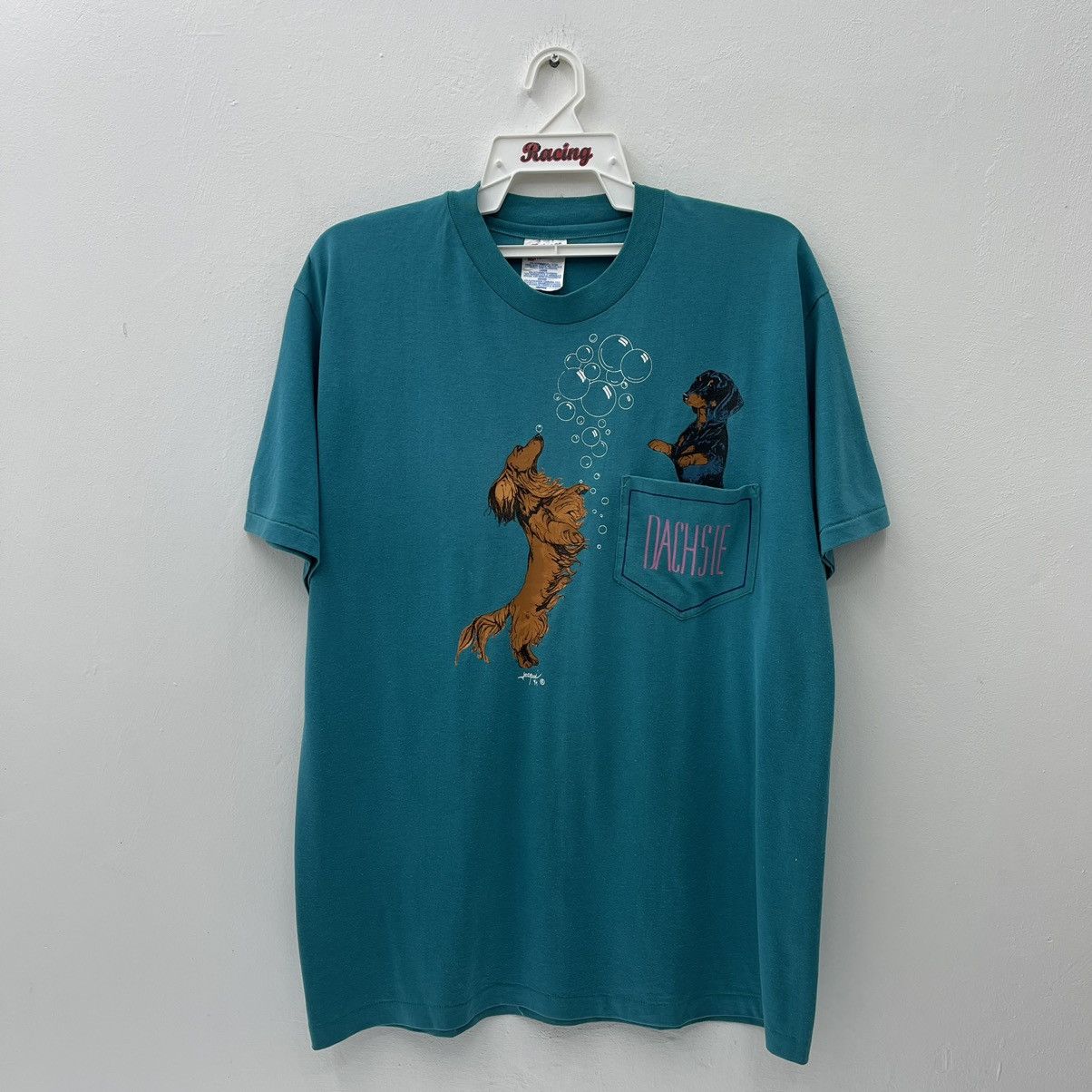 Vintage Vinyage DACHSIE Single Pocket T-Shirt Size US L / EU 52-54 / 3 - 1 Thumbnail