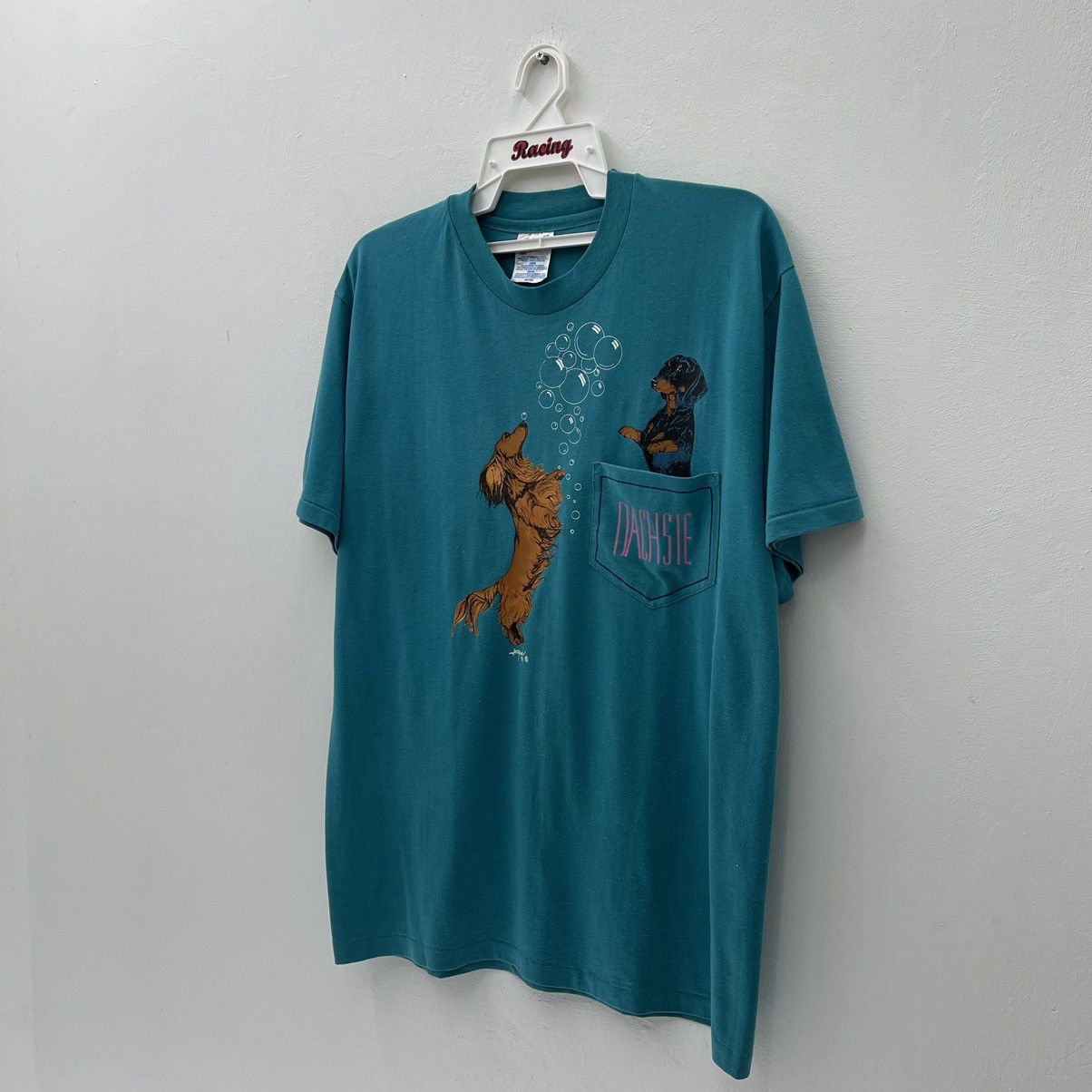 Vintage Vinyage DACHSIE Single Pocket T-Shirt Size US L / EU 52-54 / 3 - 6 Thumbnail