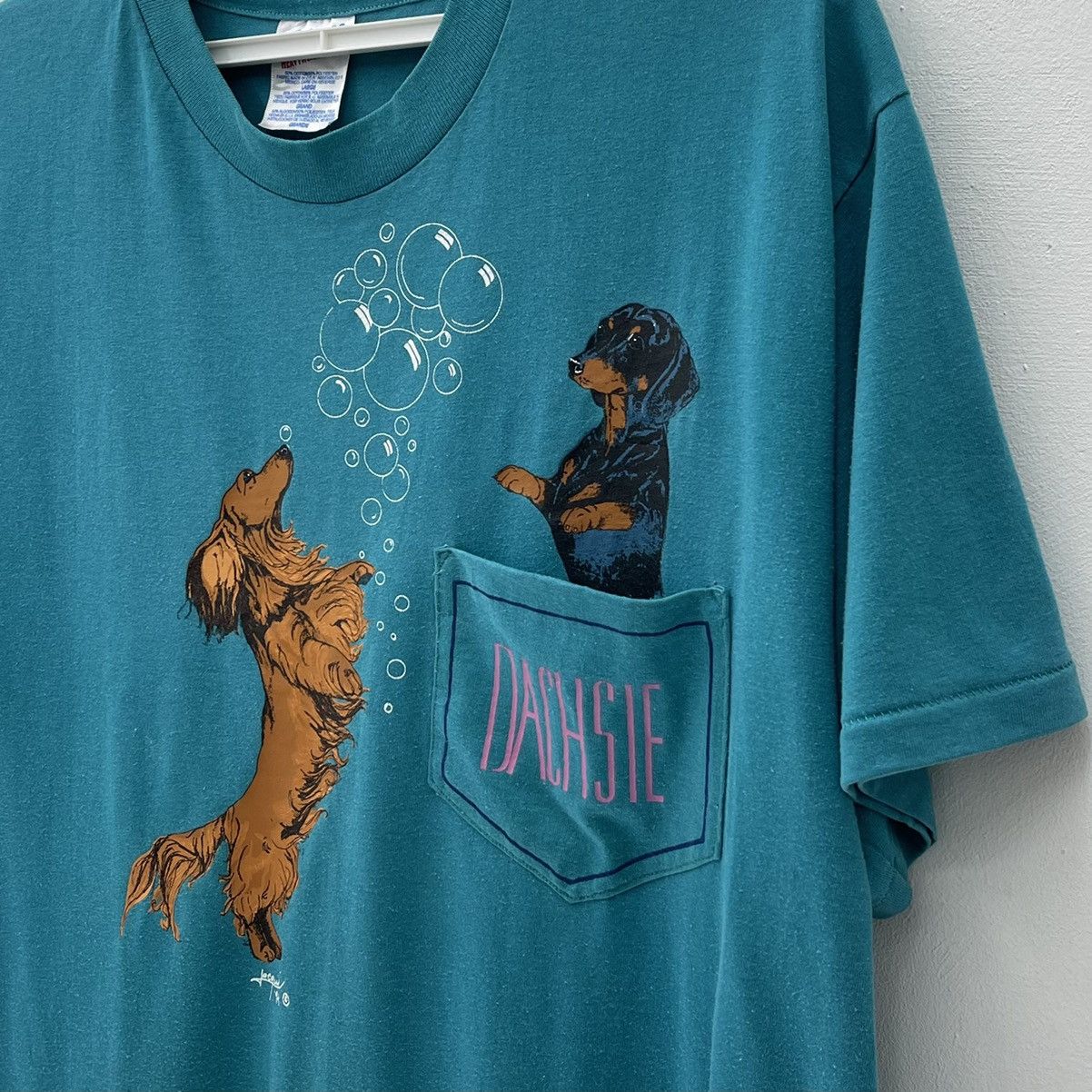 Vintage Vinyage DACHSIE Single Pocket T-Shirt Size US L / EU 52-54 / 3 - 2 Thumbnail