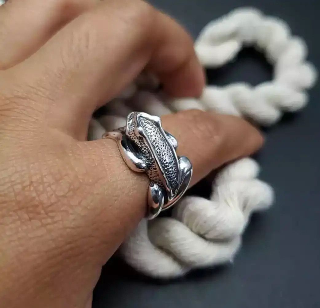 Jewelry Frog Ring Wavy Hippie Peace Jewelry Love Animals Size ONE SIZE - 4 Thumbnail