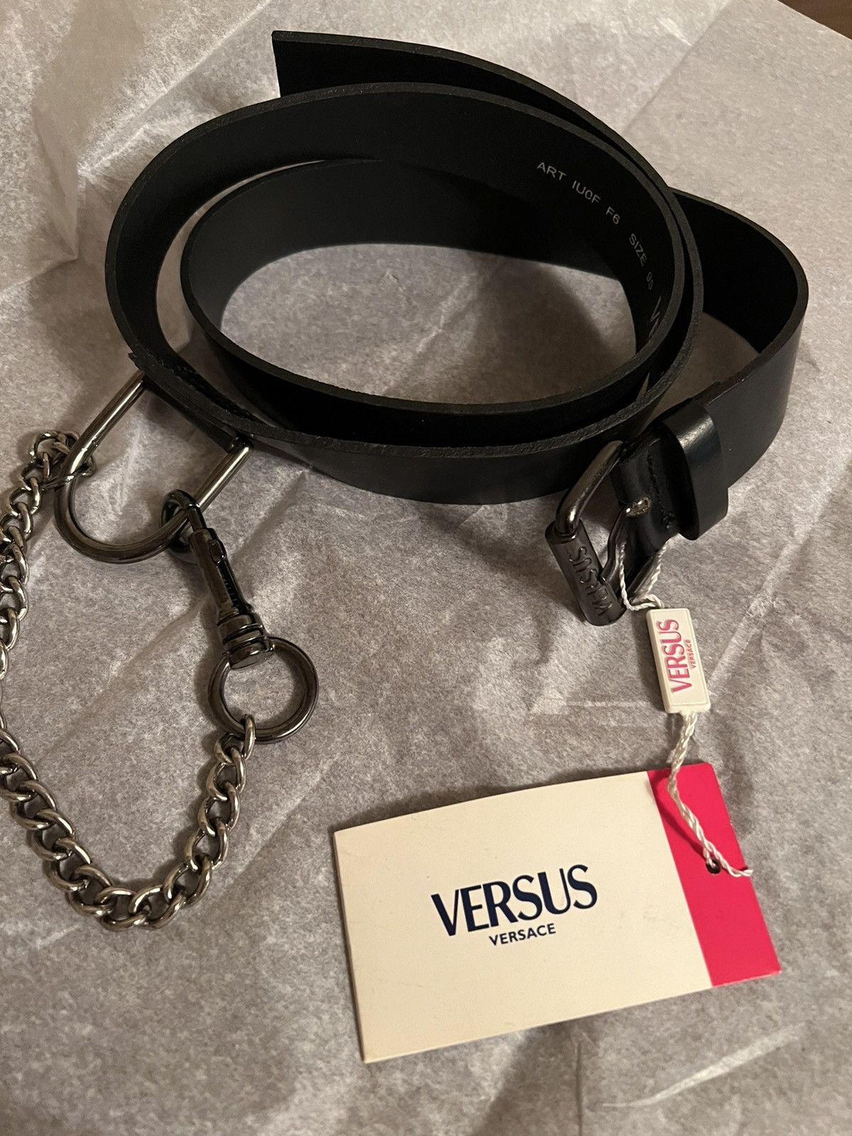 VERSUS BY VERSACE BLACK BELT WITH CHAIN ITALY SIZE 36-38