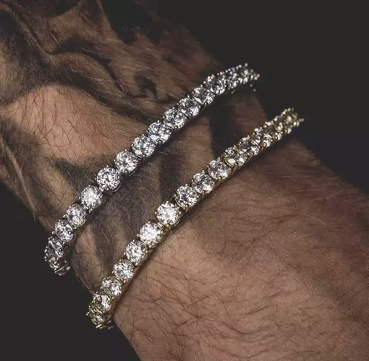 Other Iced Out Unisex Cuban Tennis Bracelet Men’s Crystal Chain Size ONE SIZE - 3 Thumbnail
