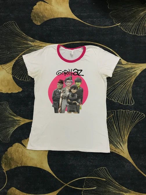 image of Rock Band x Vintage Gorillaz Band Ringer Tee Shirt in White, Men's (Size Medium)