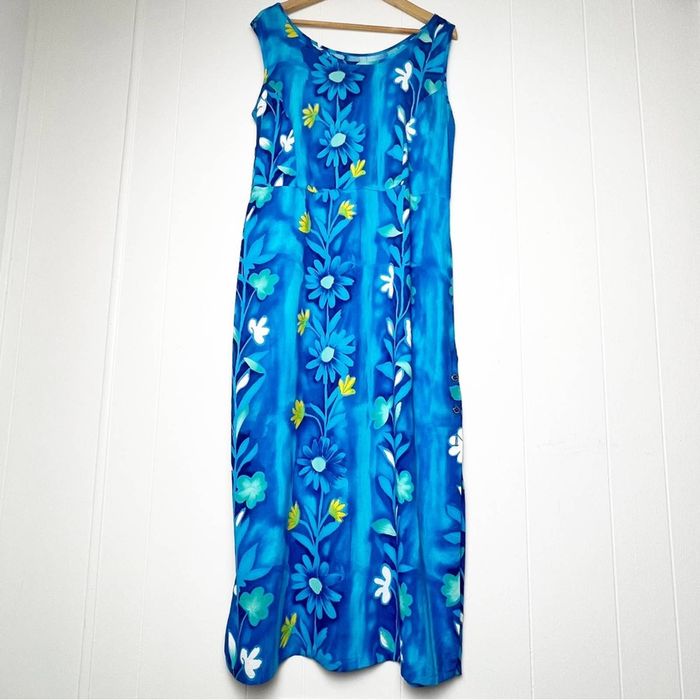 Jams World Vintage Jams World Hawaiian Blue Floral Maxi Dress Medium