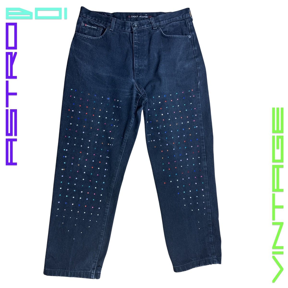 DKNY ASTROBOI* DKNY RHINESTONE EMBELLISHED BLACK JEANS_ 36x30" Size US 36 / EU 52 - 4 Thumbnail