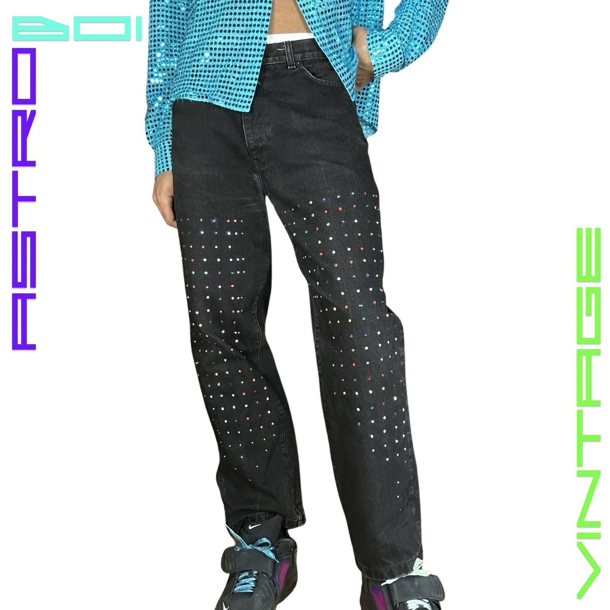DKNY ASTROBOI* DKNY RHINESTONE EMBELLISHED BLACK JEANS_ 36x30" Size US 36 / EU 52 - 1 Thumbnail