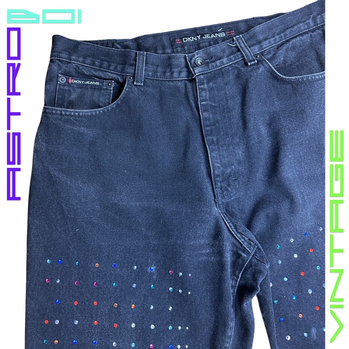 DKNY ASTROBOI* DKNY RHINESTONE EMBELLISHED BLACK JEANS_ 36x30" Size US 36 / EU 52 - 8 Thumbnail