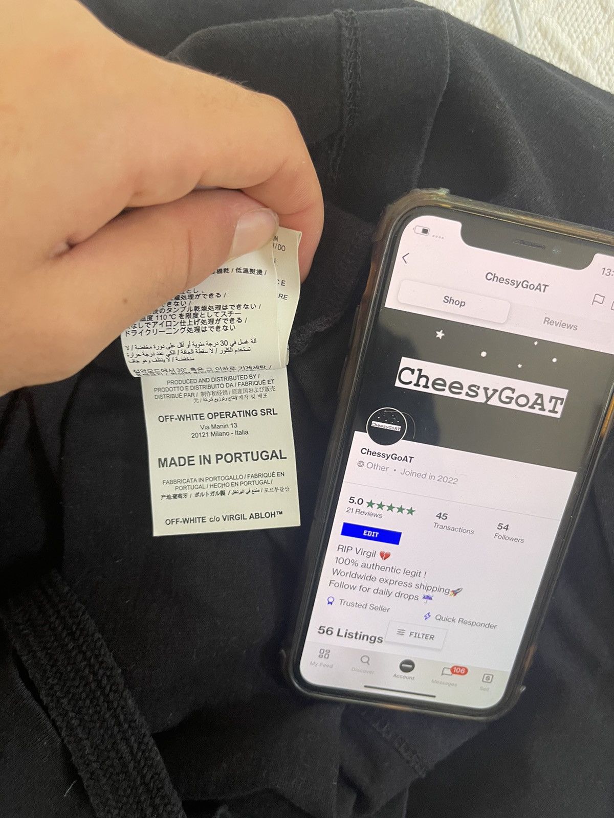Off-White Off white ”RATIONALISM” TEE Size US S / EU 44-46 / 1 - 10 Thumbnail