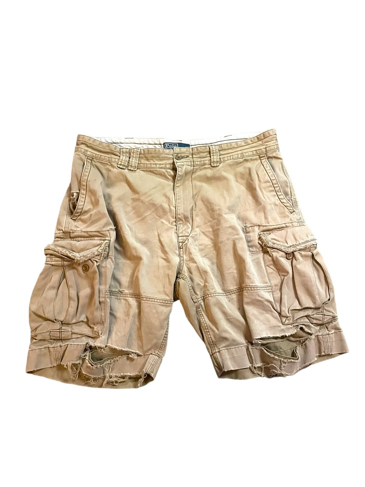 Polo Ralph Lauren × Vintage 1998 Polo Ralph Lauren Distressed Cargo Shorts Size US 38 / EU 54 - 2 Thumbnail