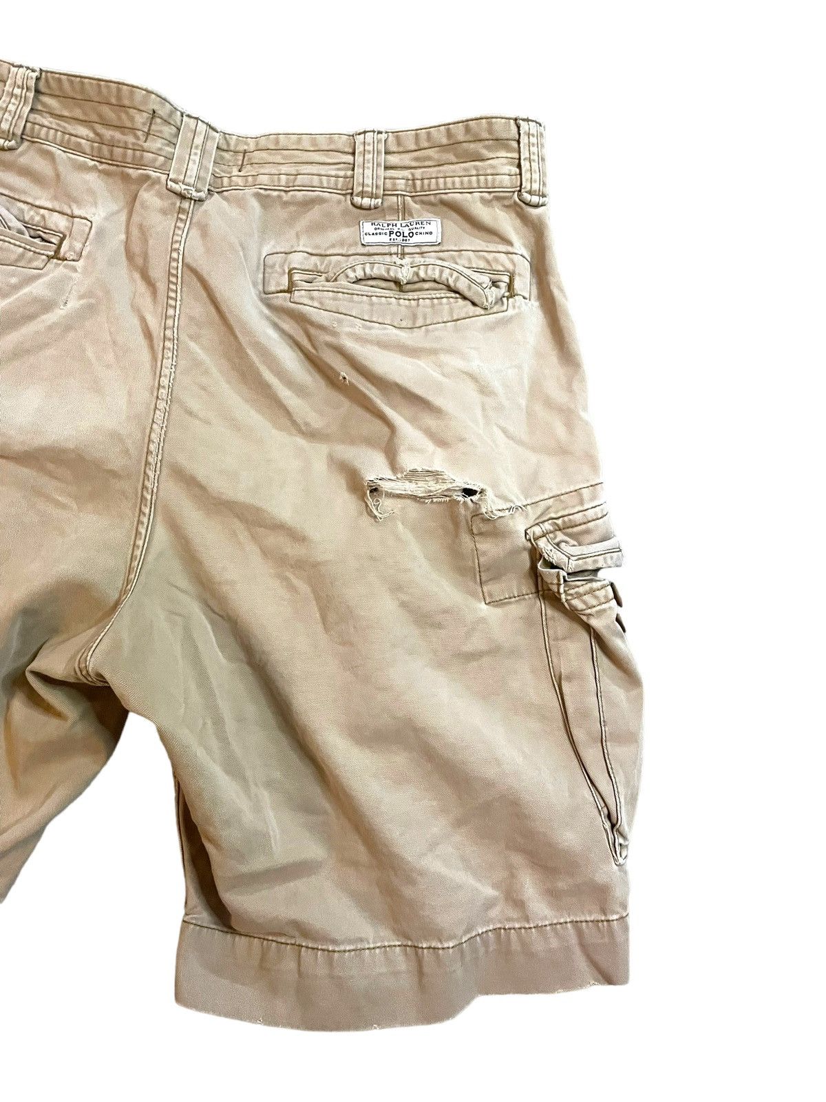 Polo Ralph Lauren × Vintage 1998 Polo Ralph Lauren Distressed Cargo Shorts Size US 38 / EU 54 - 7 Thumbnail
