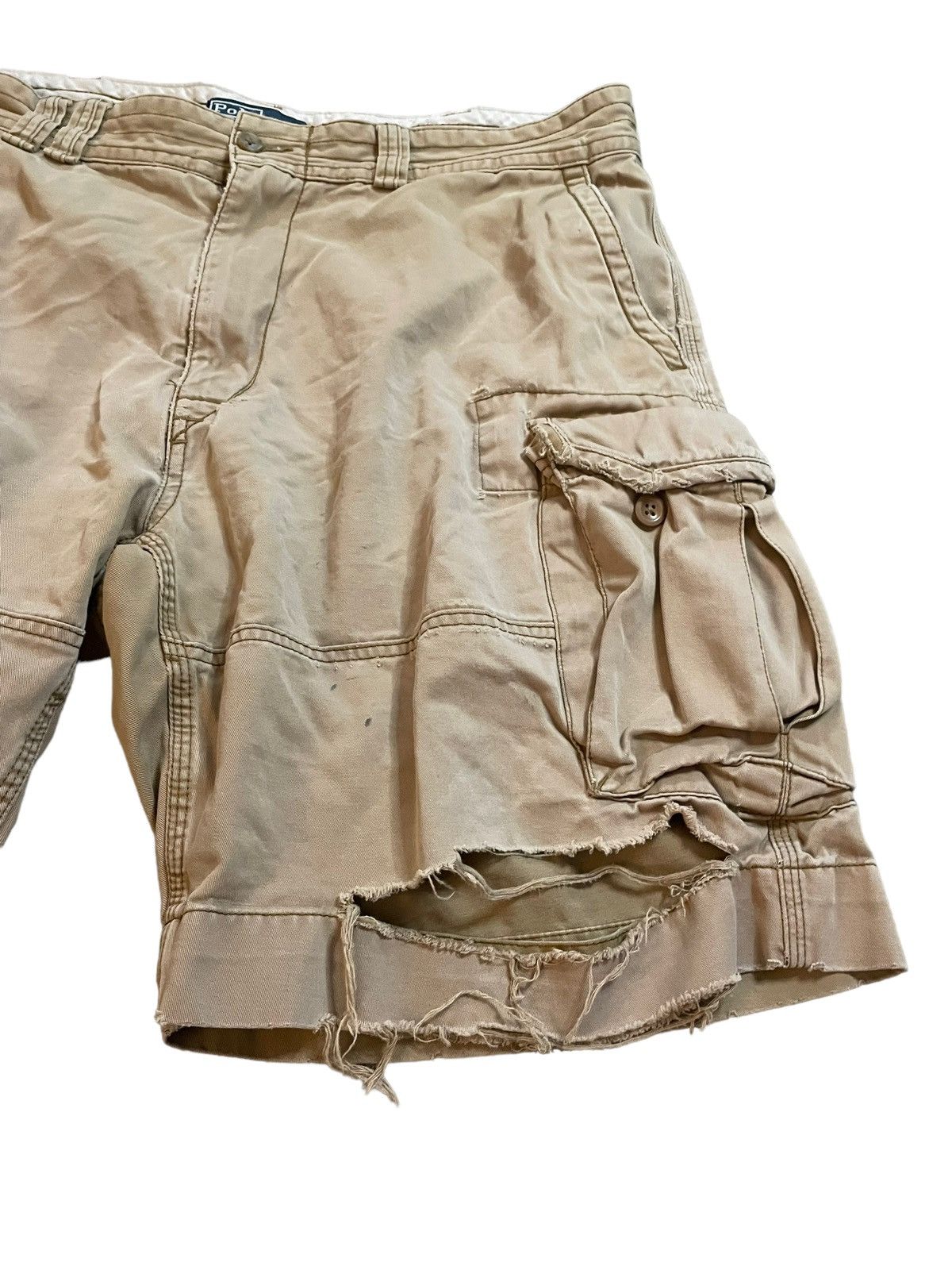 Polo Ralph Lauren × Vintage 1998 Polo Ralph Lauren Distressed Cargo Shorts Size US 38 / EU 54 - 5 Thumbnail